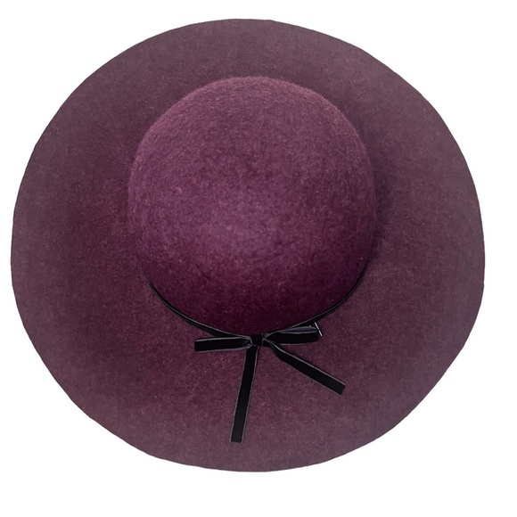 Grace Hats Plum Purple 100% Wool Floppy Wide Brim Hat with Black Ribbon … main image 4